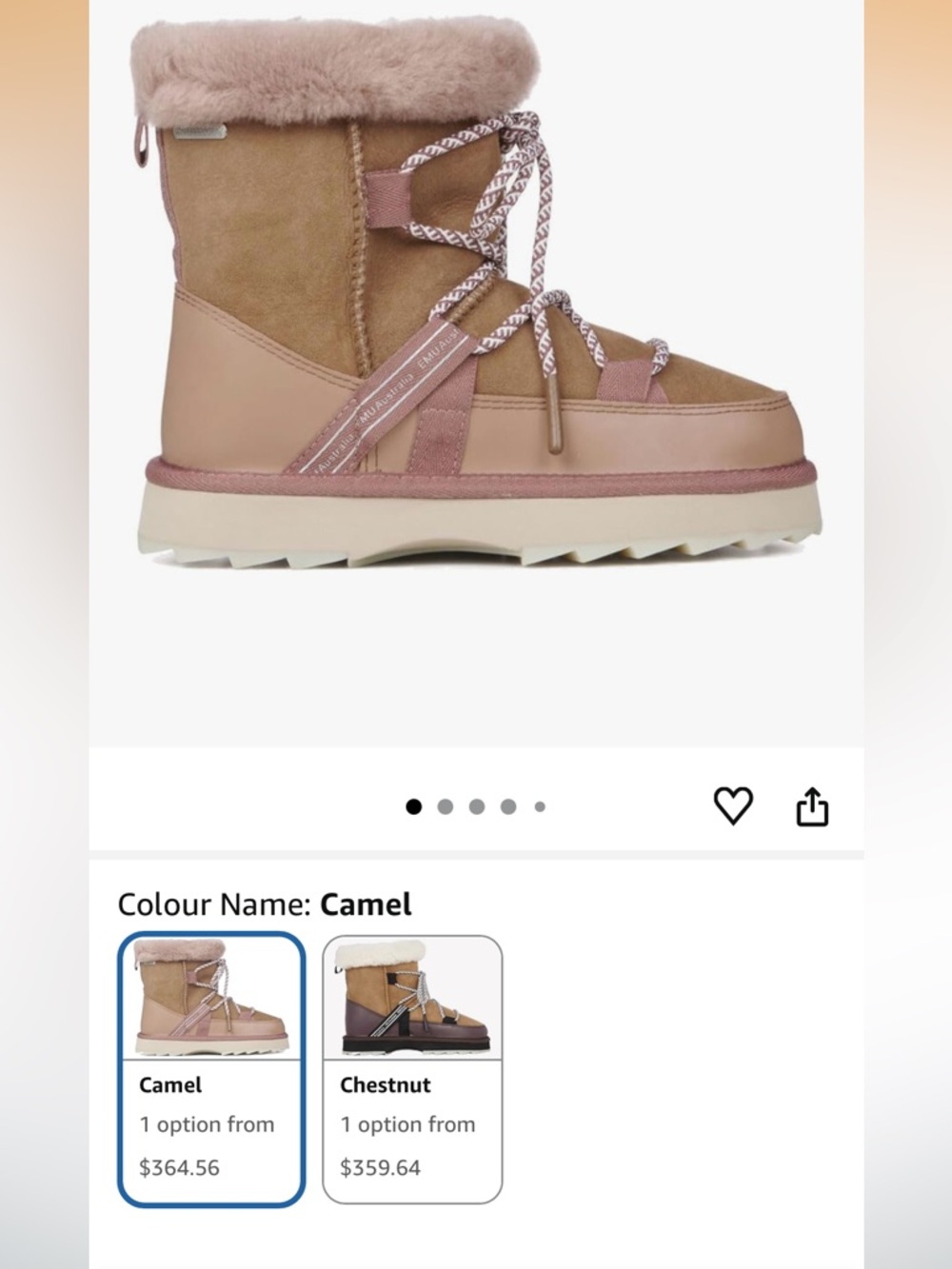 Suede Sheepeskin EMU Australia Anthropologie NWT Blurred Micro  Camel Boot8 (38) - Picture 9 of 16